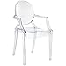 2xhome Set of 2 Clear Modern Contemporary Ghost Dining Chairs with Arms Molded Acrylic Plastic Accent Armchairs for Desk Bedroom Outdoor Vanity