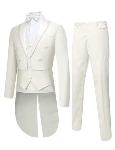 Men's Three Pieces Suit Swallow Tailed Jacket Double Breasted Tailcoat for Performances Wedding
