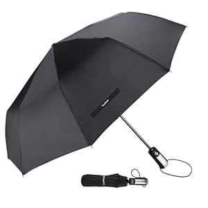 TradMall Travel Umbrella Windproof with 46/56 Inches Large Canopy 10 Reinforced Fiberglass Ribs Ergonomic Handle Auto Open & Close