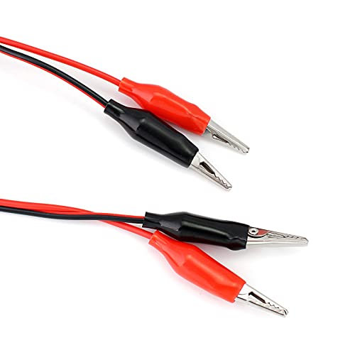 Image of 6Groups Electrical Alligator Clips, Insulated Alligator Clips with Wires,Test Leads Cable Double-Ended Clips, Black & Red 42inch