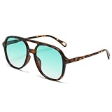 KTUCN Occhiali da sole alla moda da donna, montatura grande, leopardo verde, occhiali da sole di tendenza, occhiali da guida alla moda, UV400, verde leopardo, BH01