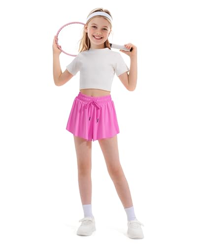 Image of Witwot Butterfly Shorts Girls, 2-in-1 Teen /Kids Girl Flowy Athletic Skort