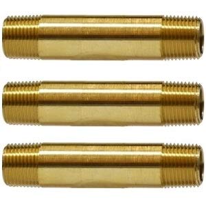 Merababa Long Nipple 1/4" X 1/4" Male pipe (NPT Thread) for Brass Pipe Fittings (Pack of 3)