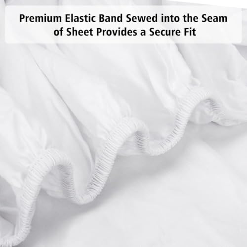 Image of Lirex Fitted Sheet, Twin XL Size 100% Egyptian Cotton 300 Thread Count Soft Breathable Fitted Sheet, 100x190cm, White