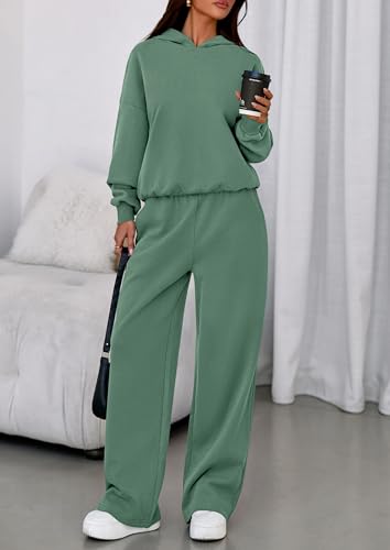 Image of PRETTYGARDEN Womens Sweatsuits 2 Piece Set 2026 Casual Winter Long Sleeve Hoodie Loose Wide Leg Sweatpants Fall Tracksuit