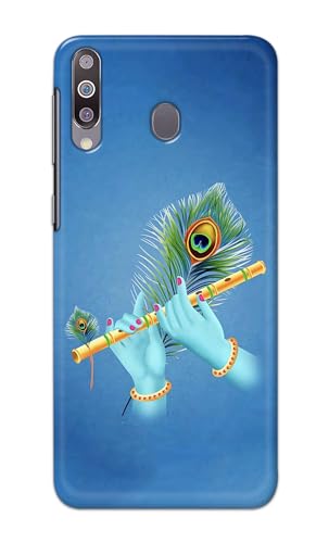 Image of Plastic Printfidaa Printed Hard Back Cover Case For Samsung Galaxy M30 Back Cover (Flute In Krishna Hands) -112,Blue