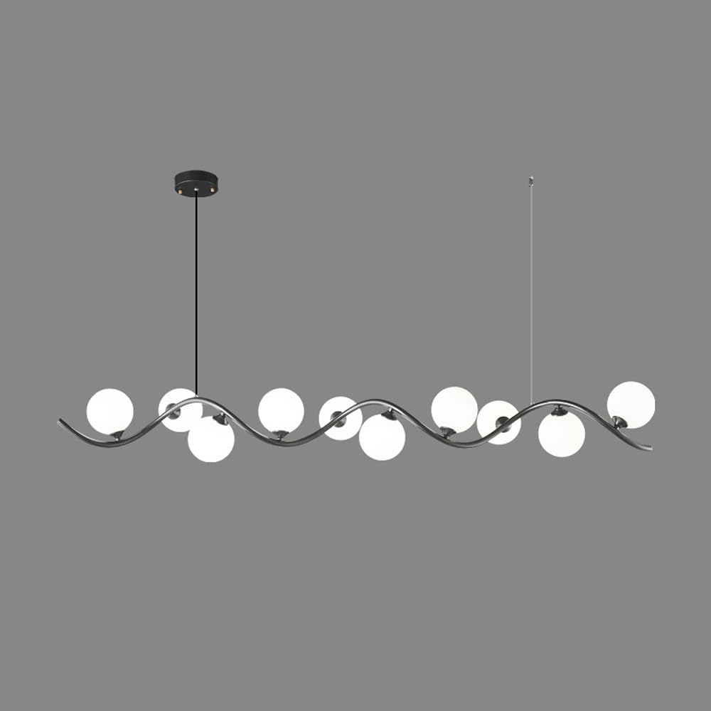 Lustre LED moderne en vague noire avec éclairage tricolore réglable