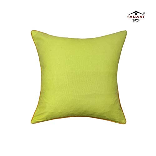 Image of SAJAVAT HOME CC53 Cotton Floral Hand Work Embroidery Cushion Cover (Pack of 1) 18x18 INCHES / 45x45 cm Multicolor (Multicolor, Cotton)