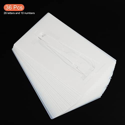 PATIKIL 6 Inch Letter Number Stencils, 36 Pack 4.1" Width Reusable Plastic Alphabet Numbers Templates Set for Painting White - Image 3