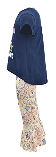 Image of Unique Baby 2 Piece Girls Double Ruffle Leggings Outfit with Short Sleeve Shirt Kid and Toddler Clothes Set