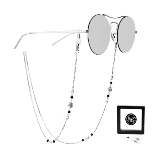Mini Tree Glasses Chains for Women and Men Reading Glasses Lanyards Beads Eyeglass Strap Sunglasses Holder Around Neck (Silver)