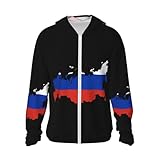 Russia Flag Map Sun Protection Hoodie Zip Long Sleeve Lightweight Sun Shirt Jacket
