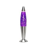 La emocionante lámpara de lava de estilo retro establece acentos decorativos en su hogar gracias a su efecto brillante en color morado.