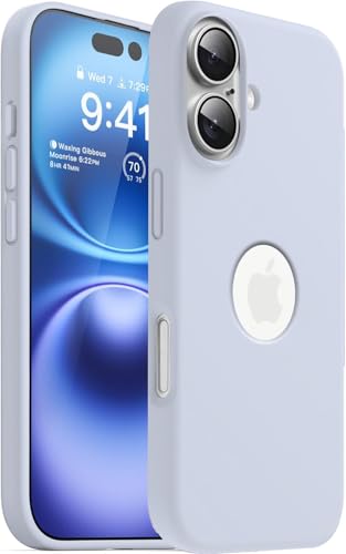 Image of Elzzi Microfiber Logo Cut Cover Compatible for iPhone 17 Case Liquid Silicone Cases Full Body Protective Covers Anti Fingerprint Back Cover with High Raised Camera Lips (Mist Blue)