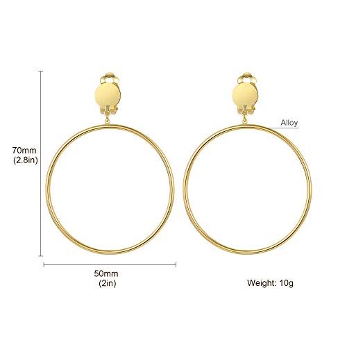 Clip on 2 Inch Large Big Hoop Minimalist Earrings3