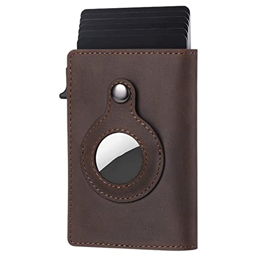 Image of INKMILAN Men's Slim Smart Airtag Pop-Up Wallet Version 2 Credit Card Holder, RFID Blocking Anti-Loss Money Purse Ideal Gift for Men (No AirTag Included) (Dark Brown)