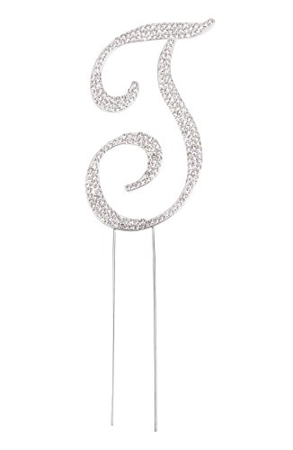 Lovenjoy Gift-Boxed 3.5" Rhinestone Monogram T Letter Cake Topper #TOP4