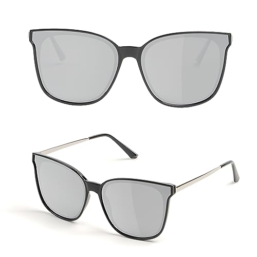Image of Trendy TAC Polarized Square Sunglasses for Women Men, Oversized Lightweight TR90 Frame UV400 Protection