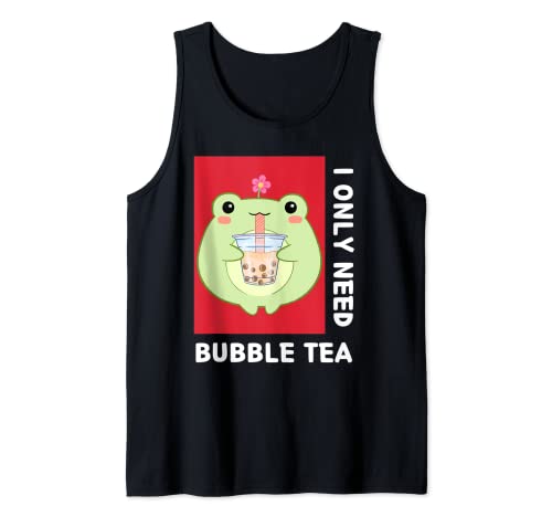 Cute Kawaii Frog Drinks Bubble Milk Tea I Love Boba Tea Tank Top