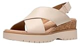 Clarks Women's Diaz Cross Wedge Sandal, Cream Leather, 8