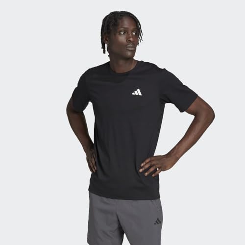 adidas Men's Essentials Feel Ready Training T-Shirt, Black/White, Large - Image 2
