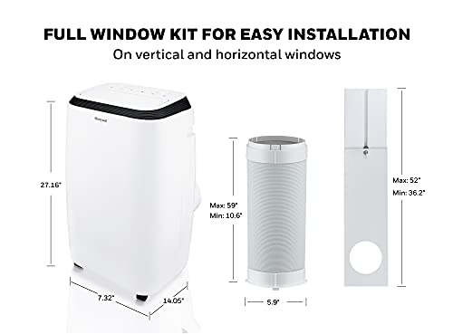 Honeywell 9,900 Btu Portable Air Conditioner, Fan, And Dehumidifier, Cools Rooms Up To 450 Square Feet, Includes Full Window Installation Kit And Drain Tube #TOP2