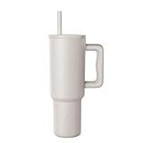 Simple Modern 40 oz Tumbler with Handle and Straw Lid | Leak-Proof Insulated Stainless Steel Water Bottle Travel Mug Cupholder Use | Gifts for Women Men Him Her | Trek Signature | Almond Birch