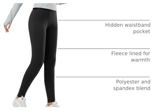 Image of baleaf Women's Fleece Lined Leggings, High Waisted | Thermal Warm Winter Tights, Thick Yoga Pants, Cold Weather, with Pockets