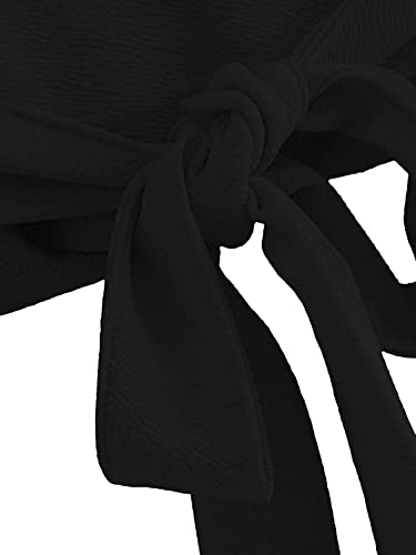Image of TASHVIKA'S Women's Long Sleeve V Neck Tie Knot Wrap Blouse Top