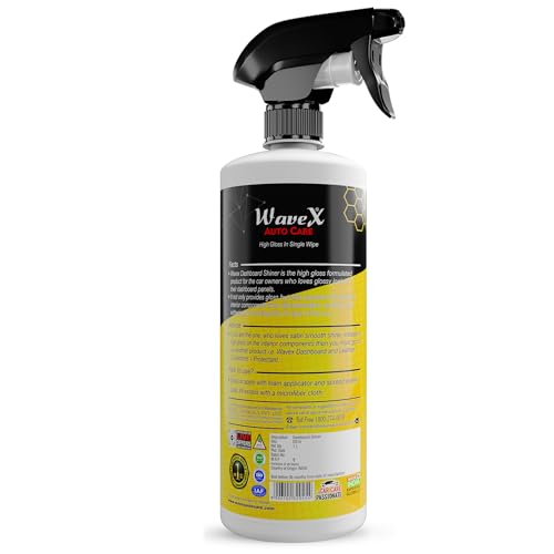 Wavex Dashboard Shiner (1L) Car Dashboard Polish | Car Polish Spray for Interior Plastic, Leather, Vinyl & Rubber | Dashboard Polish for High Shine & Protection | Includes Cloth & Foam Applicator