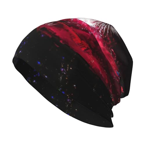 StOlmx Gorro de invierno para hombre y mujer, gorro de punto térmico para esquí, con estampado de frutas frescas, Fuegos artificiales de la Torre Eiffel, talla �nica