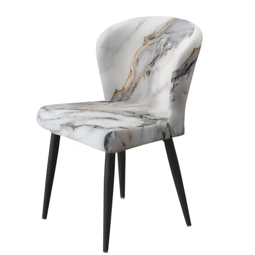 Image of White Marble Bar Stool Covers with Backs Dust Proof Bar Stool Chair Covers Stain Resistant Dining Room Square Swivel Barstool Chair Seat Set of 2