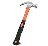 Forged Steel Claw Hammer, 1 Pcs 11 Oz Tack Stubby Hammer with Leather Handle for Pulling Out and Driving Nails (S)