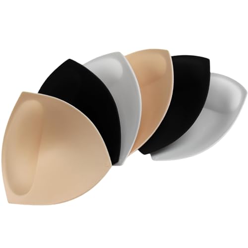 Relleno Sujetador Push up (3 pares). Almohadillas Sujetador Invisible Que Realzan los Pechos. Relleno Sujetador Deportivo, Bikinis, Lenceria, Mastectomia. 3 Efecto Bra. ALBURANⓇ (Negro-Blanco-Beige)