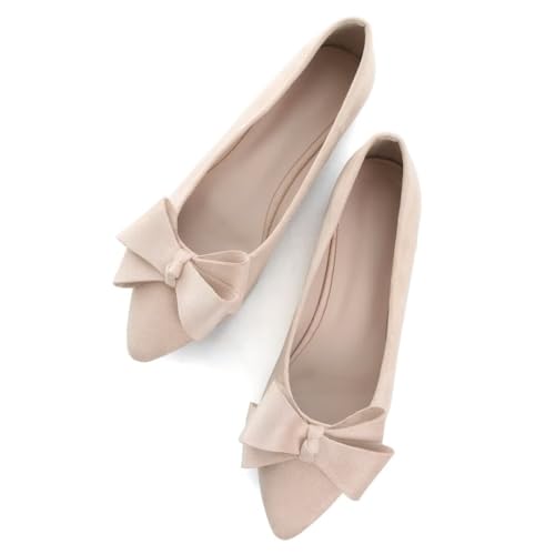 Image of TN TANGNEST Flats Shoes Women Comfort Casual Loafers | Classic Pointed Toe Bowknot Flats Cute Slip On Flats, Wear to Work Travel Walk