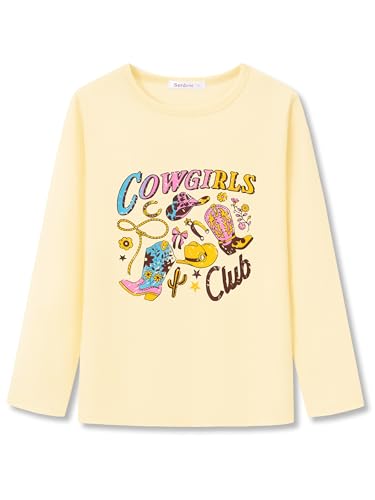 Image of Girls Long Sleeve T-Shirt Cute Versatile Basic Casual Top Size 6-18 | Soft Stretchy Tee for All Day Comfort, Versatile Layering Top for Cold Days, Cute Casual Style for Girls, Durable Easy Care