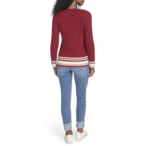 Image of Tommy Hilfiger Women's Cotton Crewneck Cable Sweater