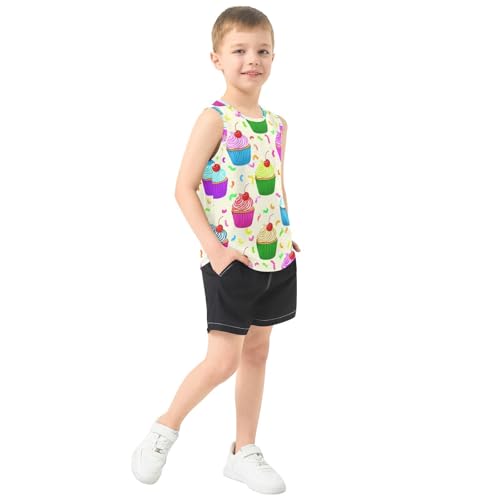 J JOYSAY Cherry Cupcake Confetti Cream Boys Tank Top Sleeveless Muscle Shirts Quick Dry Kids T-Shirts 3-15T4