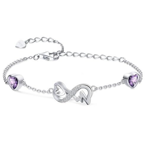 Bracelet Infini Coeur Argent 925 Cadeau d'Anniversaire Idéal pour Fille et Maman
