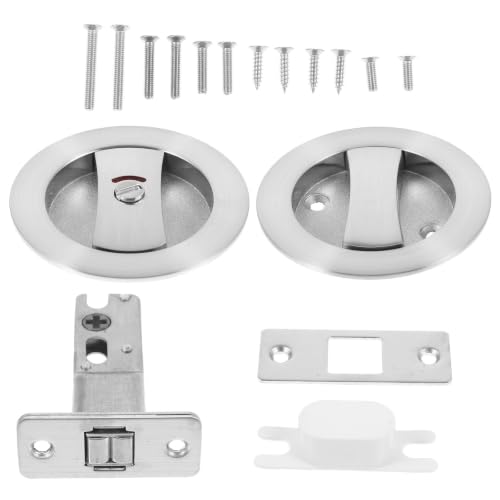 Cerradura para puerta corredera Luxshiny con material de aleación de zinc y fácil instalación, herraje plateado para privacidad en dormitorio miniatura 1