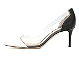 plexiglas hornbach  EDEFS Damen Pumps 6.5CM Kitten Heel Plexi Schue Perspex Pumps Whiteblack Größe EU35