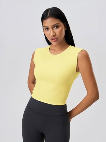 Image of ABOCIW Women Twist Back Workout Top with Built in Bra Cap Sleeve Pilates Yoga Crop Top Athletic Gym Shirt