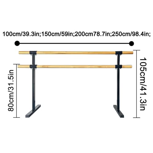 Barre de ballet portable double avec hauteur réglable pour studio - 3