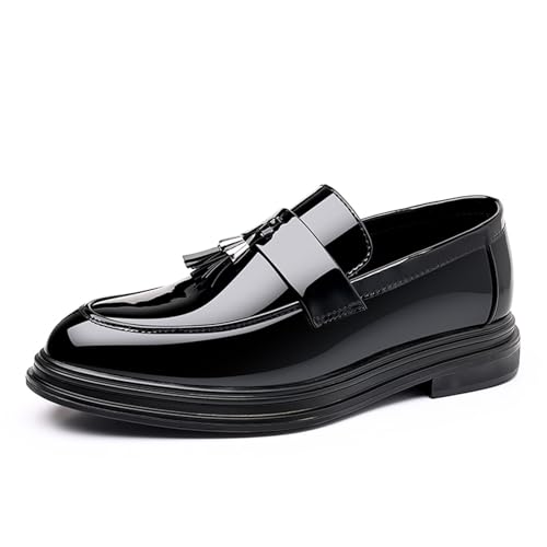 Men's Trendy Tassels Patent Leather Loafers Slip-On Business Casual Dress Shoes Elegant Luxury Penny Shoes2