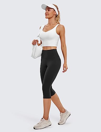Image of CRZ YOGA Womens Butterluxe Workout Capri Leggings with Pockets 17 Inches - High Waisted Crop Gym Yoga Pants Buttery Soft