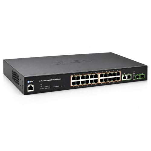 Image of BV-Tech 24-Port Gigabit PoE+ Managed Switch with 2 Ethernet & 2 SFP Uplinks | High-Performance, NDAA Compliant | POE-SW2404G-MG-PLUS