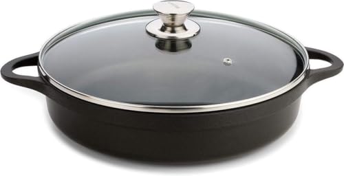 Cazuela baja de 20 cm de aluminio fundido Valira con tapa para inducción 2
