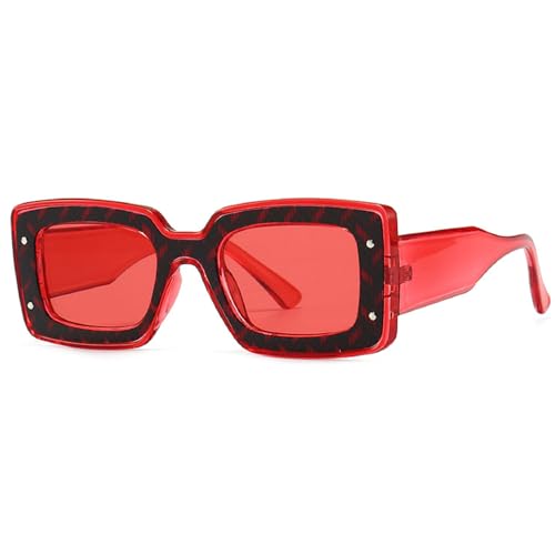 Image of Fashion Square Sunglasses For Women Men Rivet Decoration Luxury Ladies Sun Glasses UV400 Shades Lady Leopard Eyewear