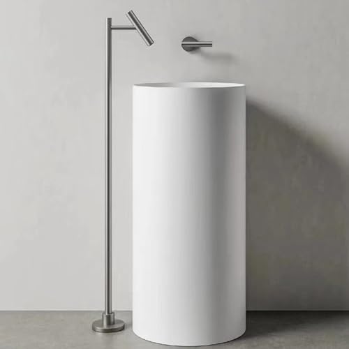 BiaoTeng Grifo de Pie Para Bañera Exenta Monomando agua Fría y Caliente Laton Pared Grifo de Bañera Empotrado Níquel Cepillado