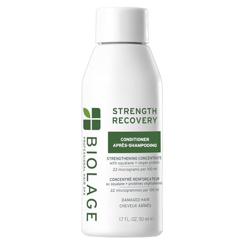 Biolage Strength Recovery Conditioner - Moisturizes & Strengthens Damaged Hair Softness & Shine Olive Squalane & Vegan Proteins Paraben-Free Vegan 1.7 Fl Oz